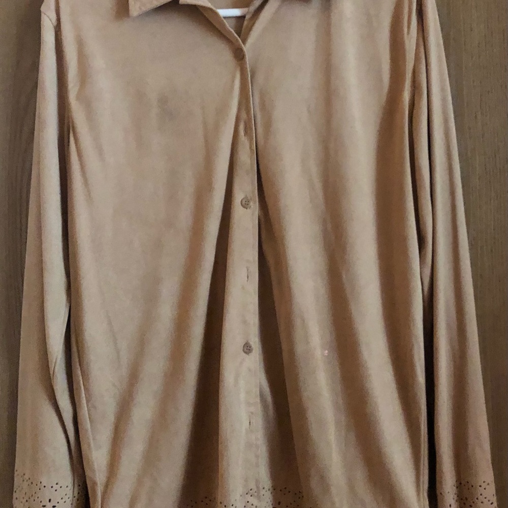 Tan button down shirt